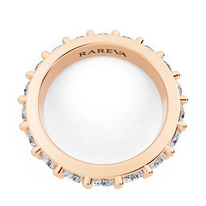 14K Rose Gold Round Cut Diamond 4 Prong Eternity Band - 3.5mm - Top