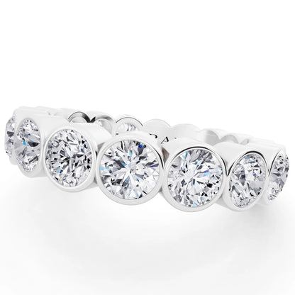 Platinum Round Cut Bezel Set Diamond Full Eternity Wedding Band - 4.1mm - Close up