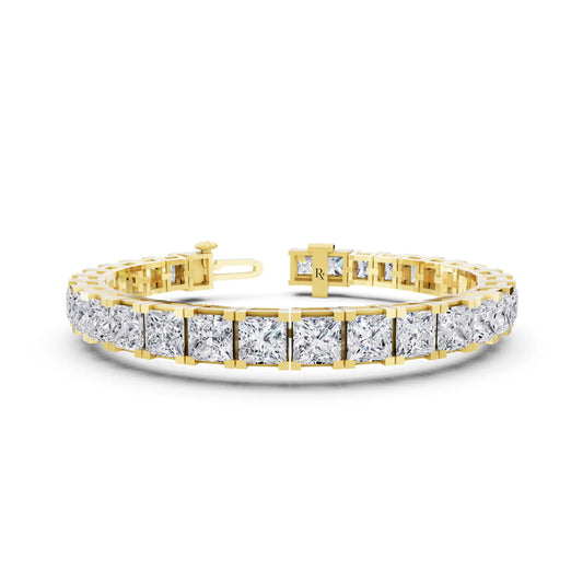 10K Yellow Gold Princess Cut Diamond Tennis Bracelet - Main