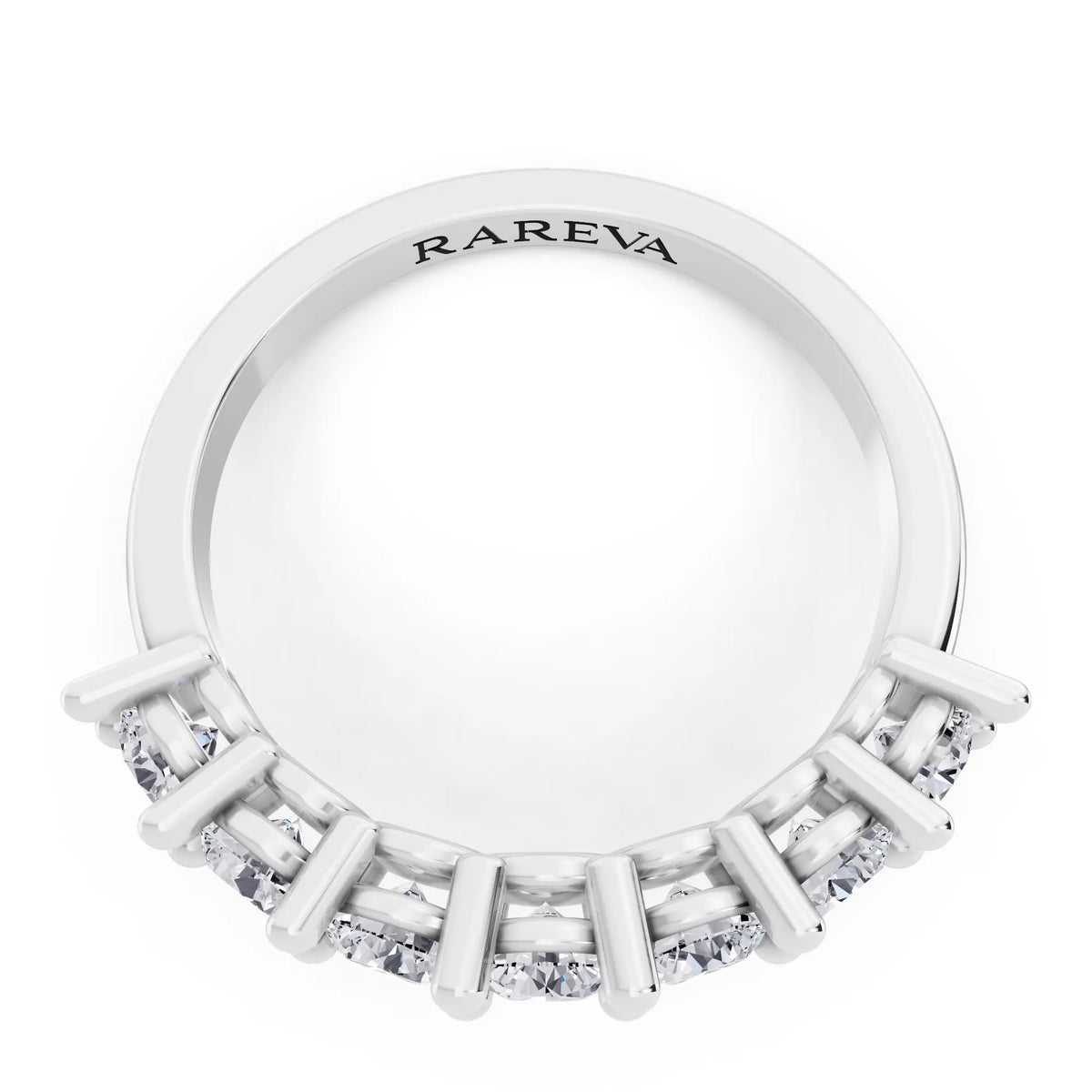 Platinum Seven Stone Round Cut Diamond Half Eternity Wedding Band - 1.8mm - Top