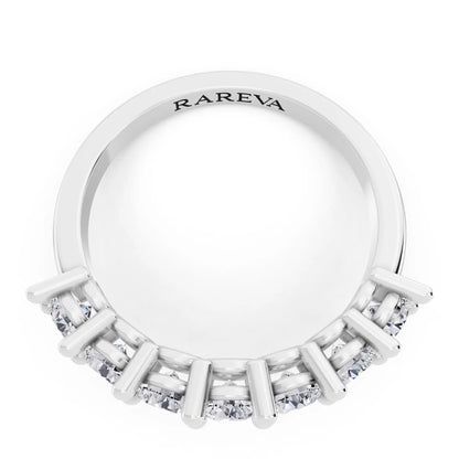 Platinum Seven Stone Round Cut Diamond Half Eternity Wedding Band - 1.8mm - Top