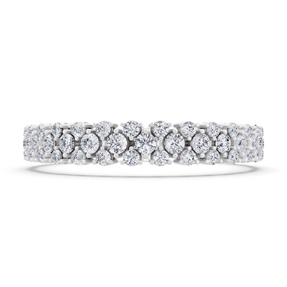 14K White Gold Multi Row Round Cut Diamond Tennis Bracelet - Front