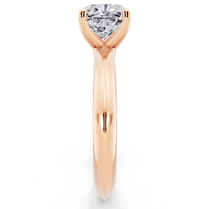 14 KT Rose Gold Cushion Cut Diamond Classic Solitaire Ring - side view