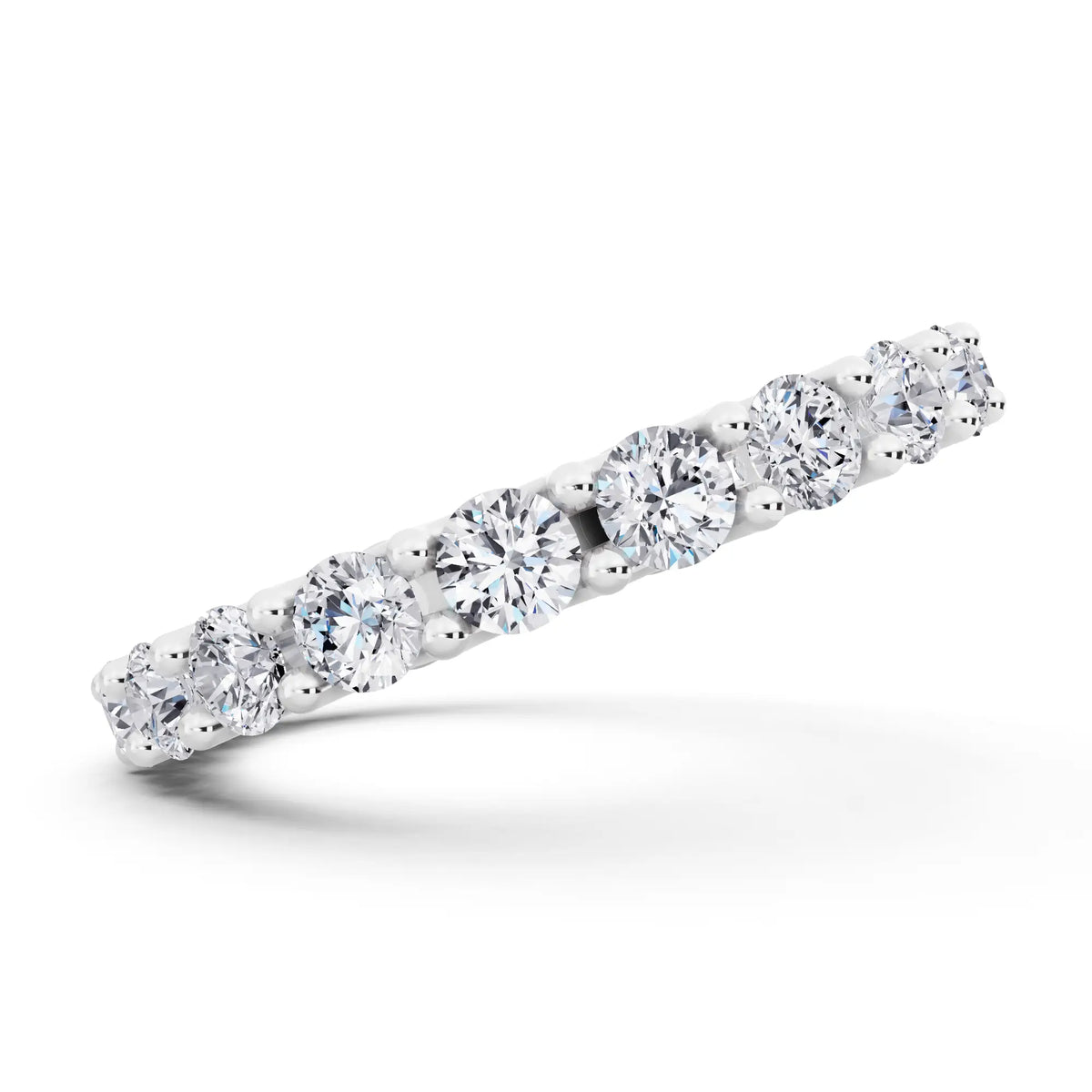 Silver Round Cut Diamond Unity Prong Eternity Band - 2.5mm - Side