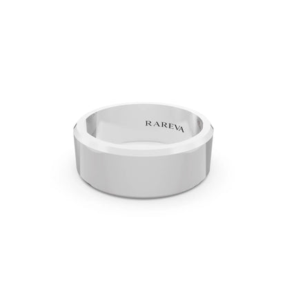Silver Men's Slim Bevel Flat Wedding Band - 7mm - Close up