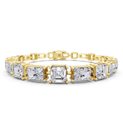 14K Yellow Gold Radiant and Square Emerald Cut Diamond Tennis Bracelet - Main