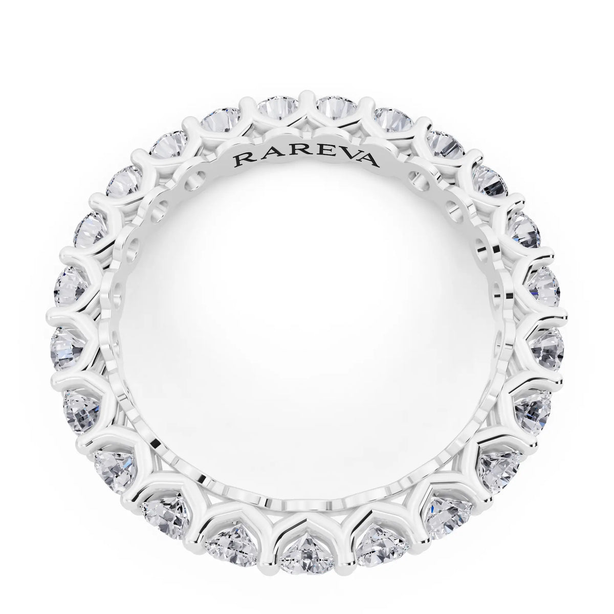 Silver Round Cut Diamond Unity Prong Eternity Band - 2.5mm - Top