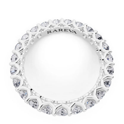 Silver Round Cut Diamond Unity Prong Eternity Band - 2.5mm - Top