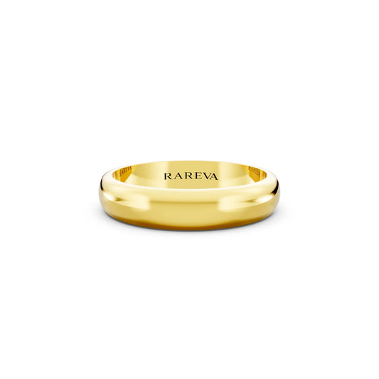 10K Yellow Gold Men's Classic Dome Wedding Band - 4mm - Front