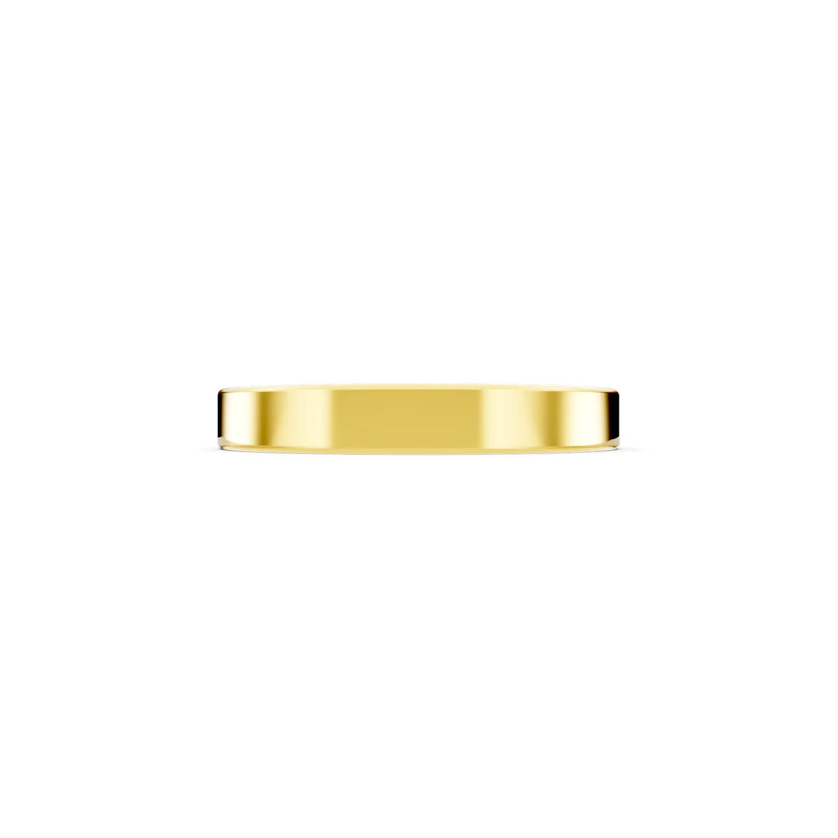 10K Yellow Gold Men's Soft Edge Flat Wedding Band - 3mm - Side