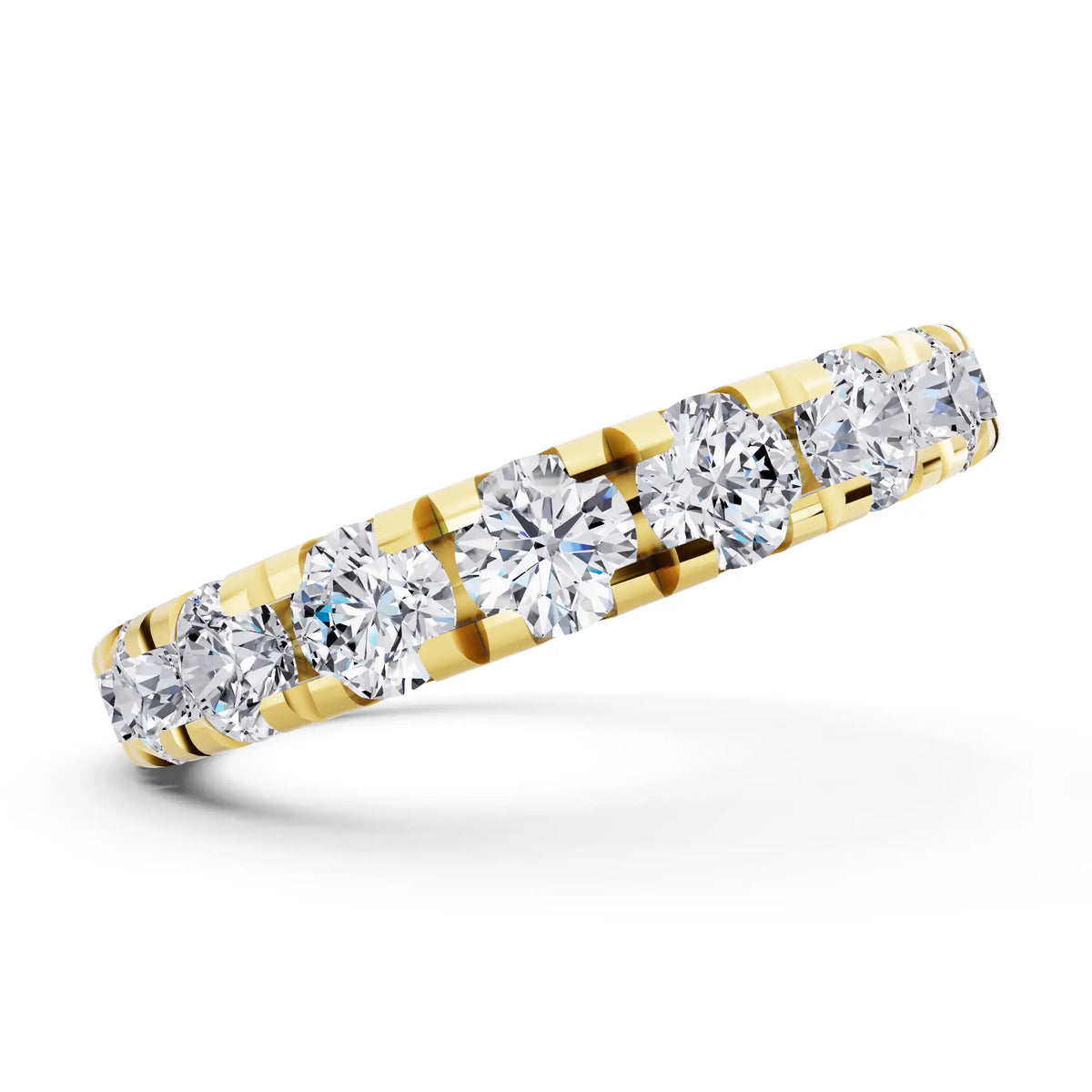 10K Yellow Gold Round Cut Diamond Classic Eternity Band - 3mm - Side