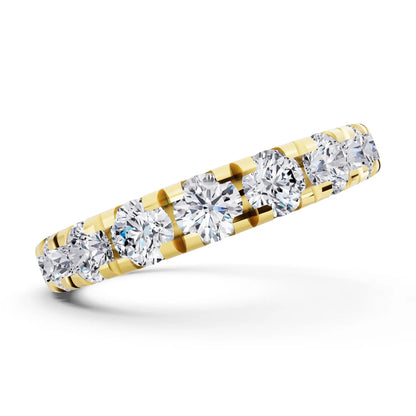 10K Yellow Gold Round Cut Diamond Classic Eternity Band - 3mm - Side
