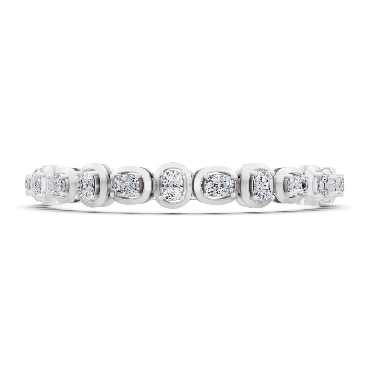 10K White Gold Cushion Cut Diamond Tennis Bracelet - Front