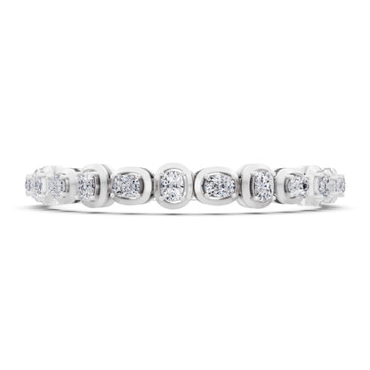 10K White Gold Cushion Cut Diamond Tennis Bracelet - Front