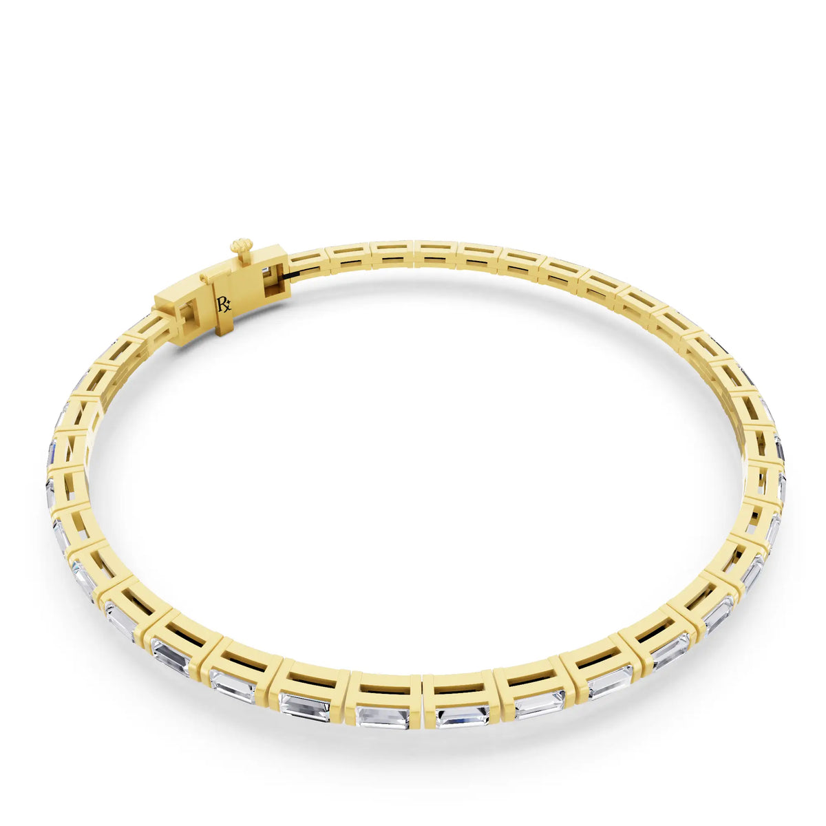 14K Yellow Gold Baguette Cut Diamond Tennis Bracelet - Left