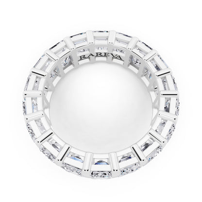 Platinum Emerald Cut Diamond Eternity Band - 5.3mm - 6.00ctw - Top