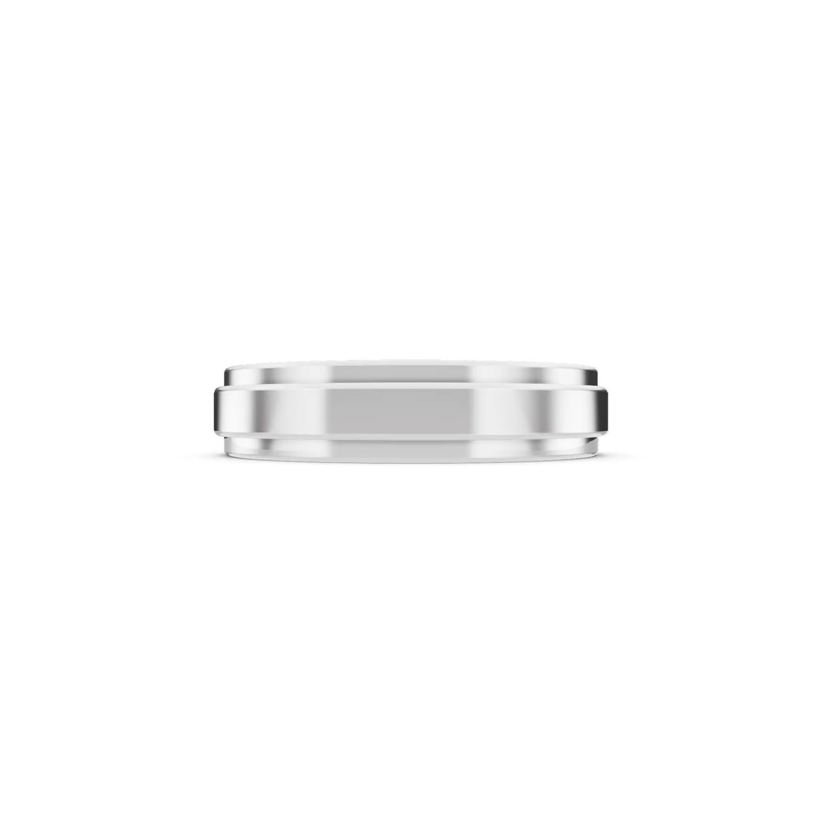 Silver Men's Step Edge Wedding Band - 4.5mm - Side