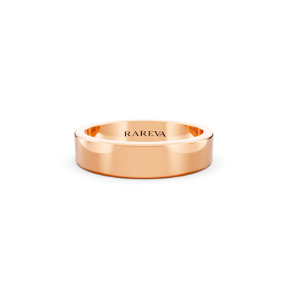 14K Rose Gold Men's Soft Edge Flat Wedding Band - 4.5mm - Front