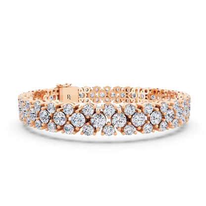 14K Rose Gold Multi Row Round Cut Diamond Tennis Bracelet - Top1