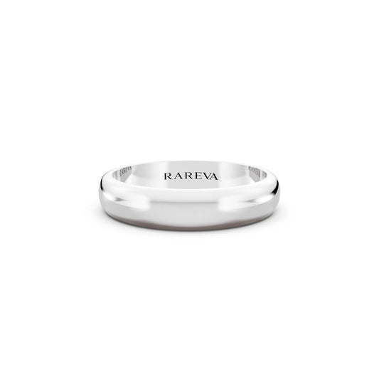 Silver Men's Classic Dome Wedding Band - 4mm - Front