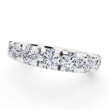 Silver Round Cut Diamond Classic Eternity Band - 3.5mm - Close up