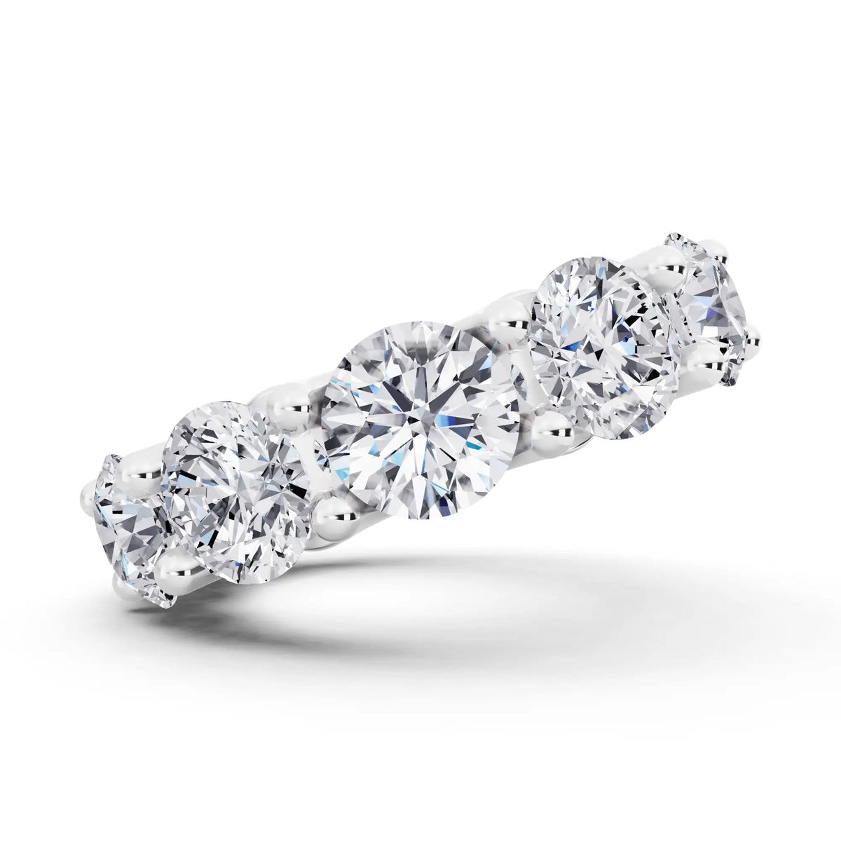 Silver Round Cut Diamond Unity Prong Eternity Band - 6mm - Side
