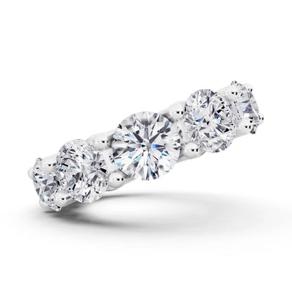Silver Round Cut Diamond Unity Prong Eternity Band - 6mm - Side