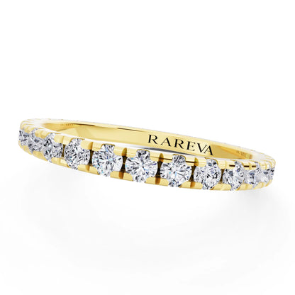 14K Yellow Gold Round Cut Diamond Classic Eternity Band - 1.8mm - Close up