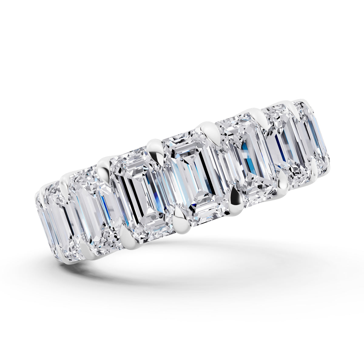 14K White Gold Emerald Cut Diamond Eternity Band - 5mm - 5.00ctw - Side