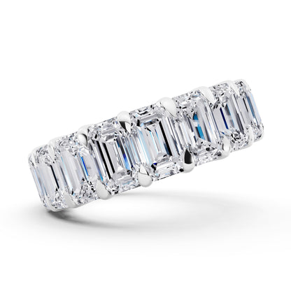 14K White Gold Emerald Cut Diamond Eternity Band - 5mm - 5.00ctw - Side