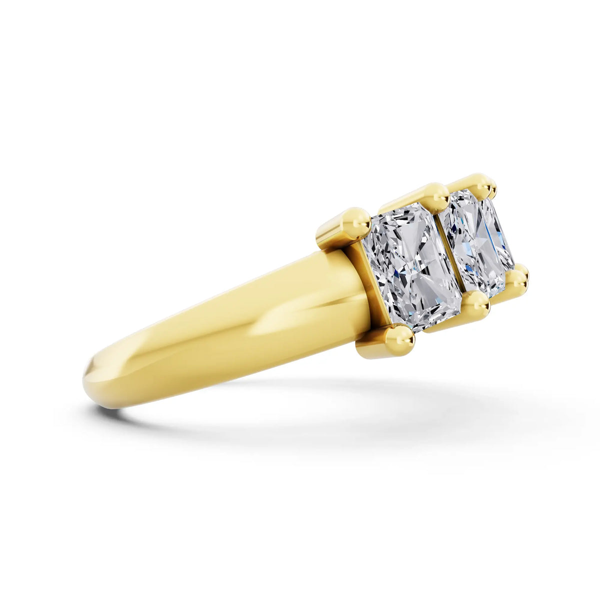 10K Yellow Gold Seven Stone Radiant Cut Diamond Half Eternity Wedding Band - 2.2mm - Side