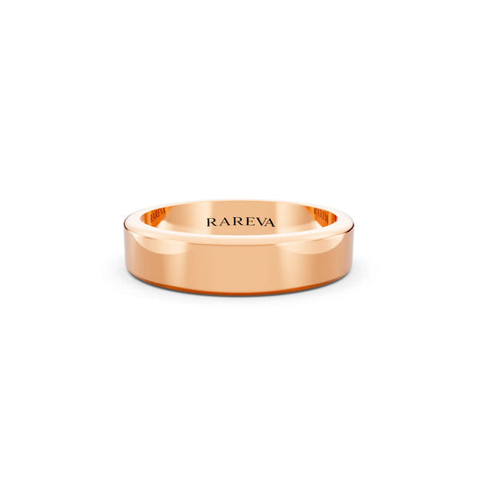 10K Rose Gold Men's Flat Wedding Band - 4.5mm - Front