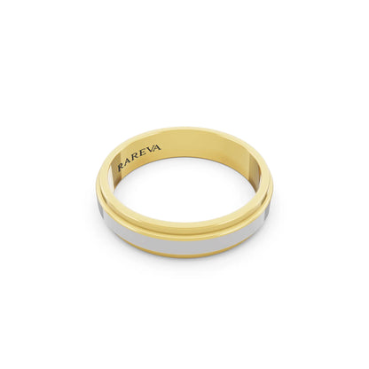 10K Yellow Gold Men's Step Edge Wedding Band - 4.5mm - Left