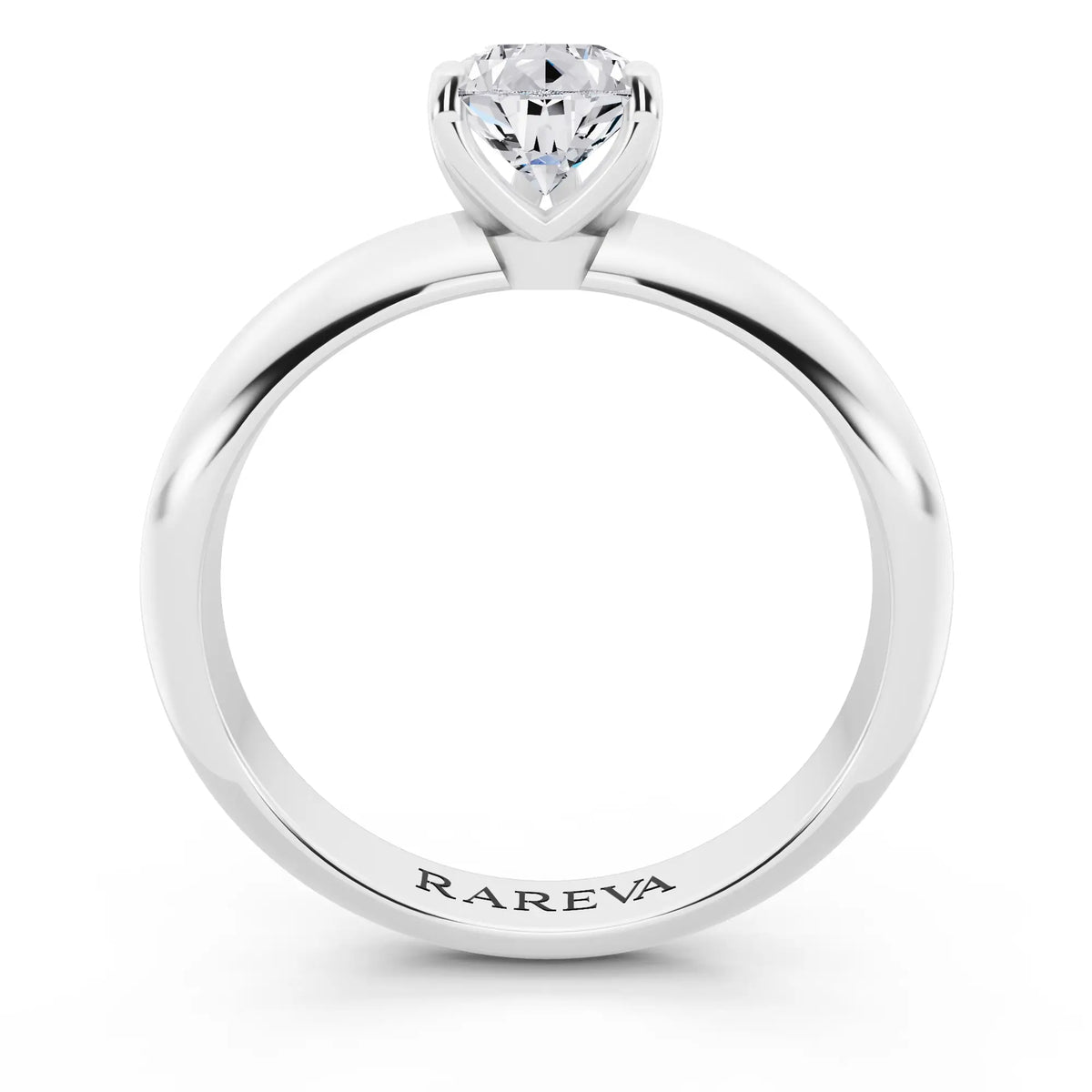 14 KT White Gold Pear Cut Diamond Classic Solitaire Ring - through finger