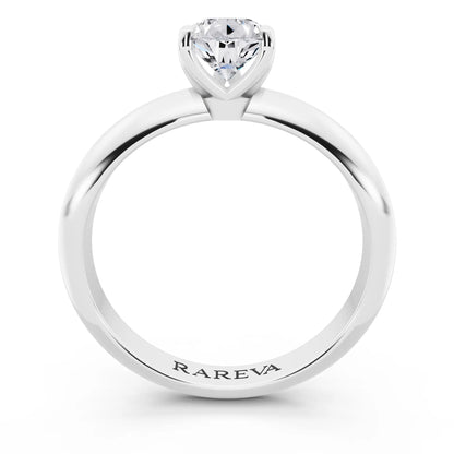 14 KT White Gold Pear Cut Diamond Classic Solitaire Ring - through finger