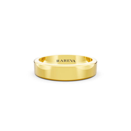14K Yellow Gold Men's Flat Wedding Band - 4.5mm - Front