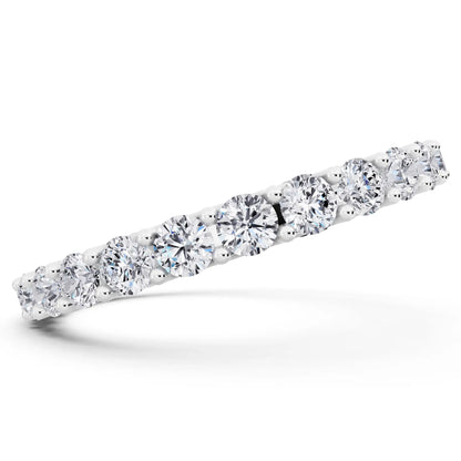 10K White Gold Round Cut Diamond Unity Prong Eternity Band - 2mm - Side