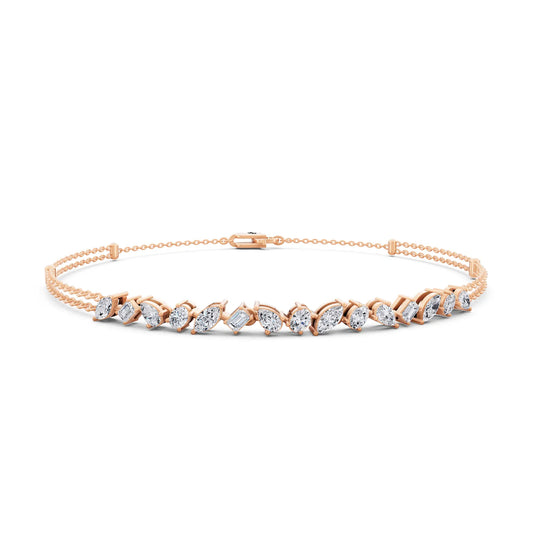 14K Rose Gold Multi Shape Diamond Chain Bracelet - Main