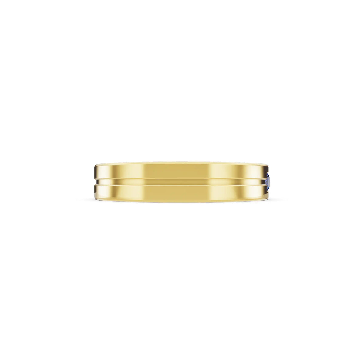 10K Yellow Gold Men's Five Stone Princess Cut Diamond Channel Set Band - 4mm - Side