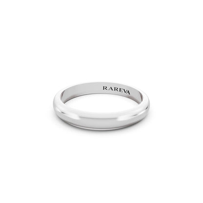 14K White Gold Men's Classic Dome Wedding Band - 3mm - Close up