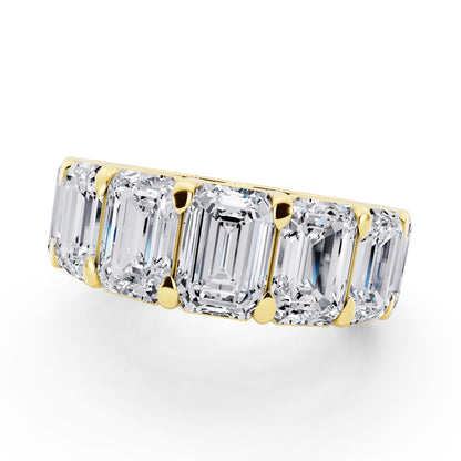 14K Yellow Gold Emerald Cut Diamond Eternity Band - 6.7mm - 11.00ctw - Close up