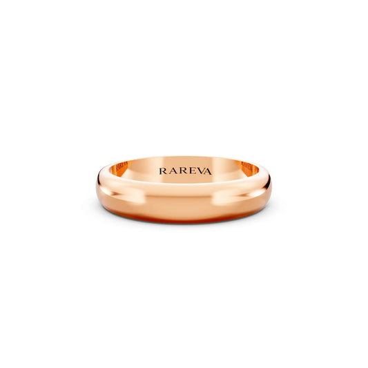 10K Rose Gold Men's Classic Dome Wedding Band - 4mm - Front
