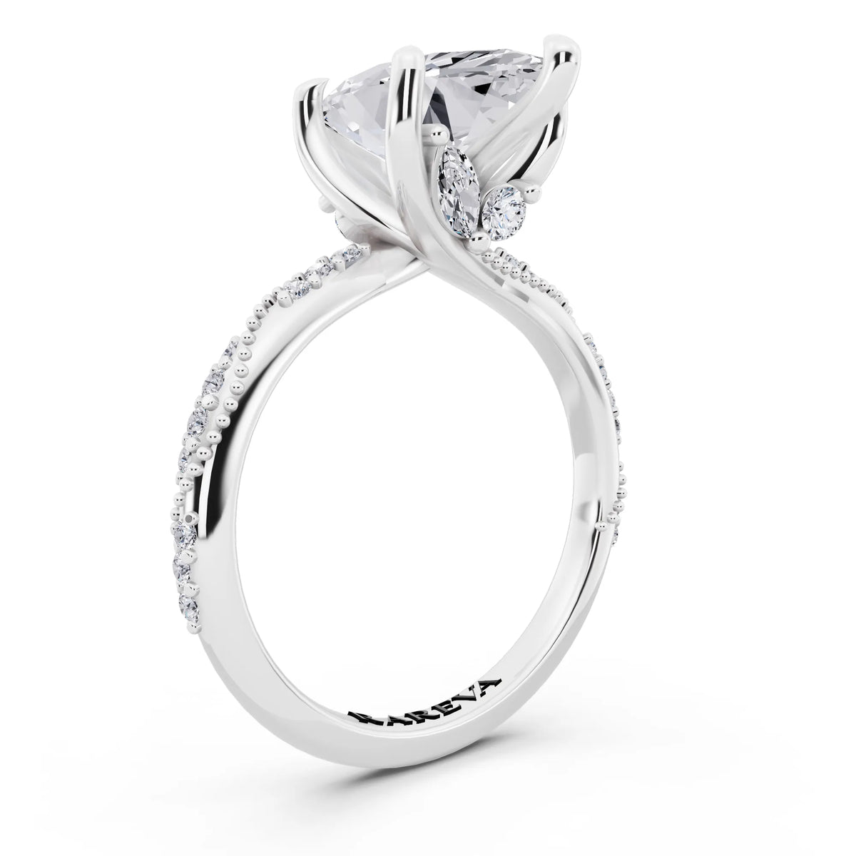 14 KT White Gold Marquise Cut Diamond Ring with Marquise Accent - top view