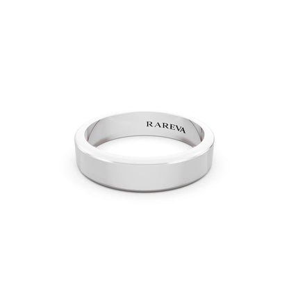 Silver Men's Flat Wedding Band - 4.5mm - Close up