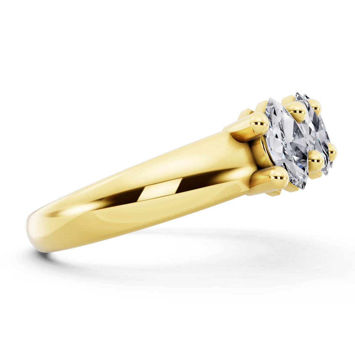 14K Yellow Gold Seven Stone Marquise Cut Diamond Half Eternity Wedding Band - 2mm - Side