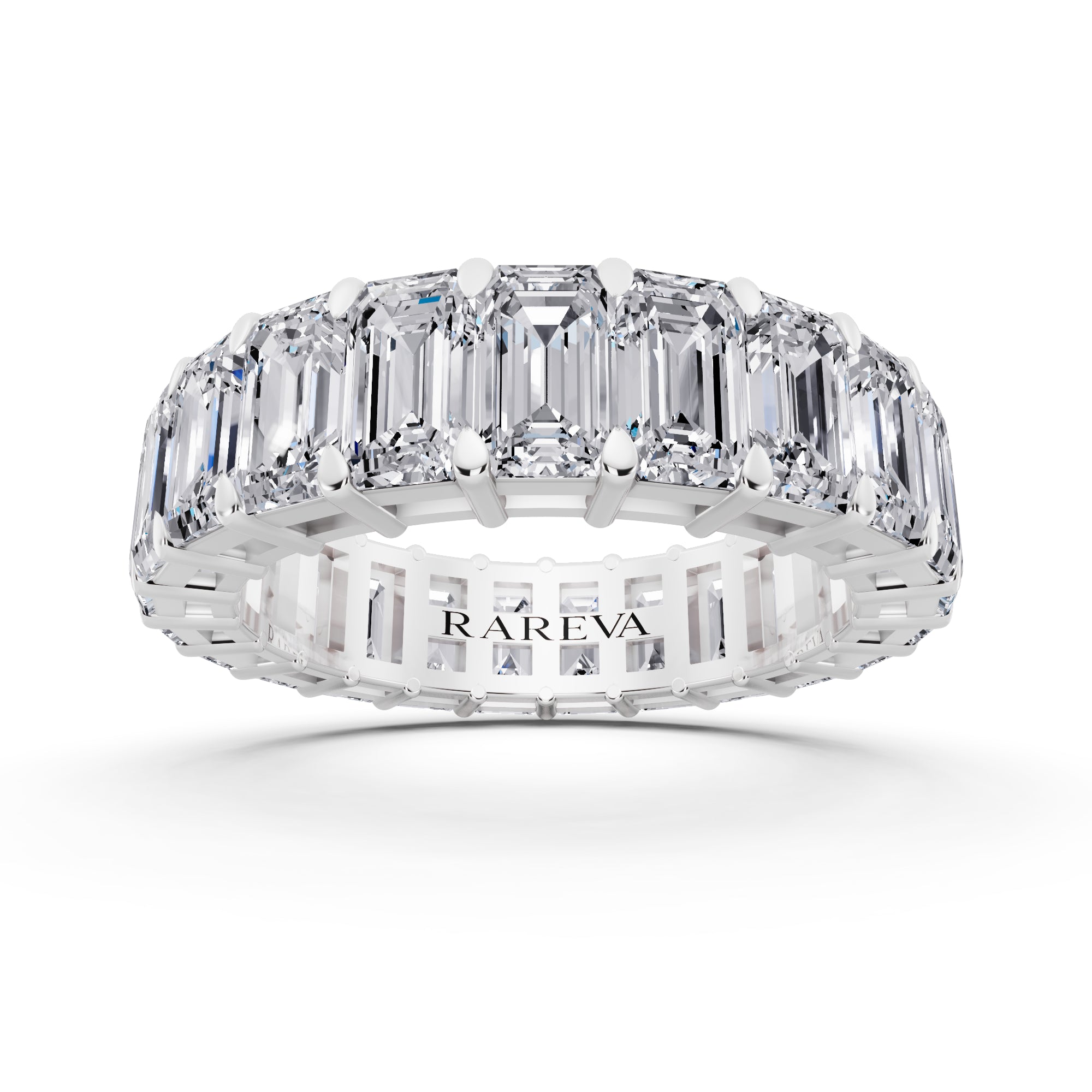 Platinum Emerald Lab Diamond Eternity Band 4.2mm 4.00ctw | Rareva