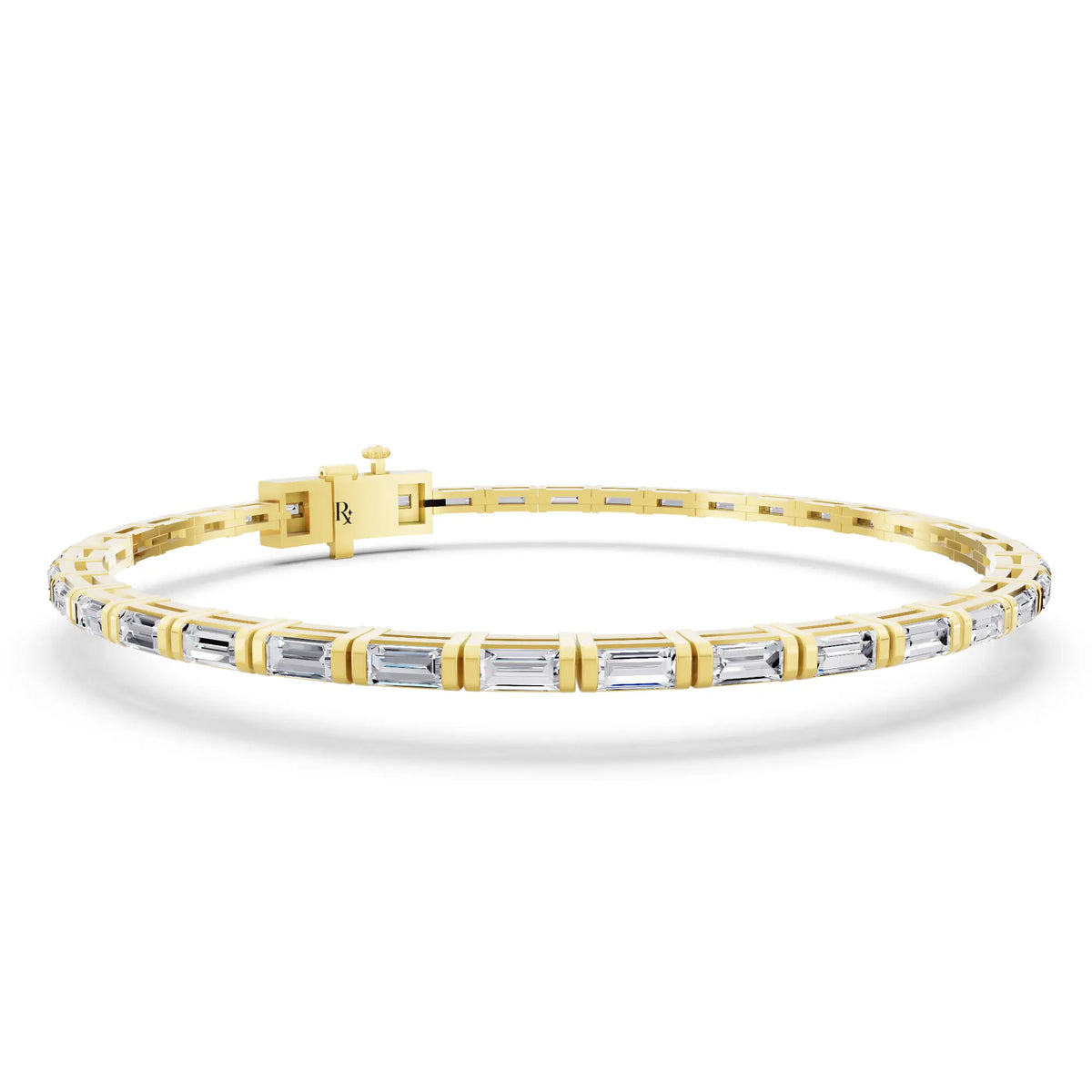 14K Yellow Gold Baguette Cut Diamond Tennis Bracelet - Top1
