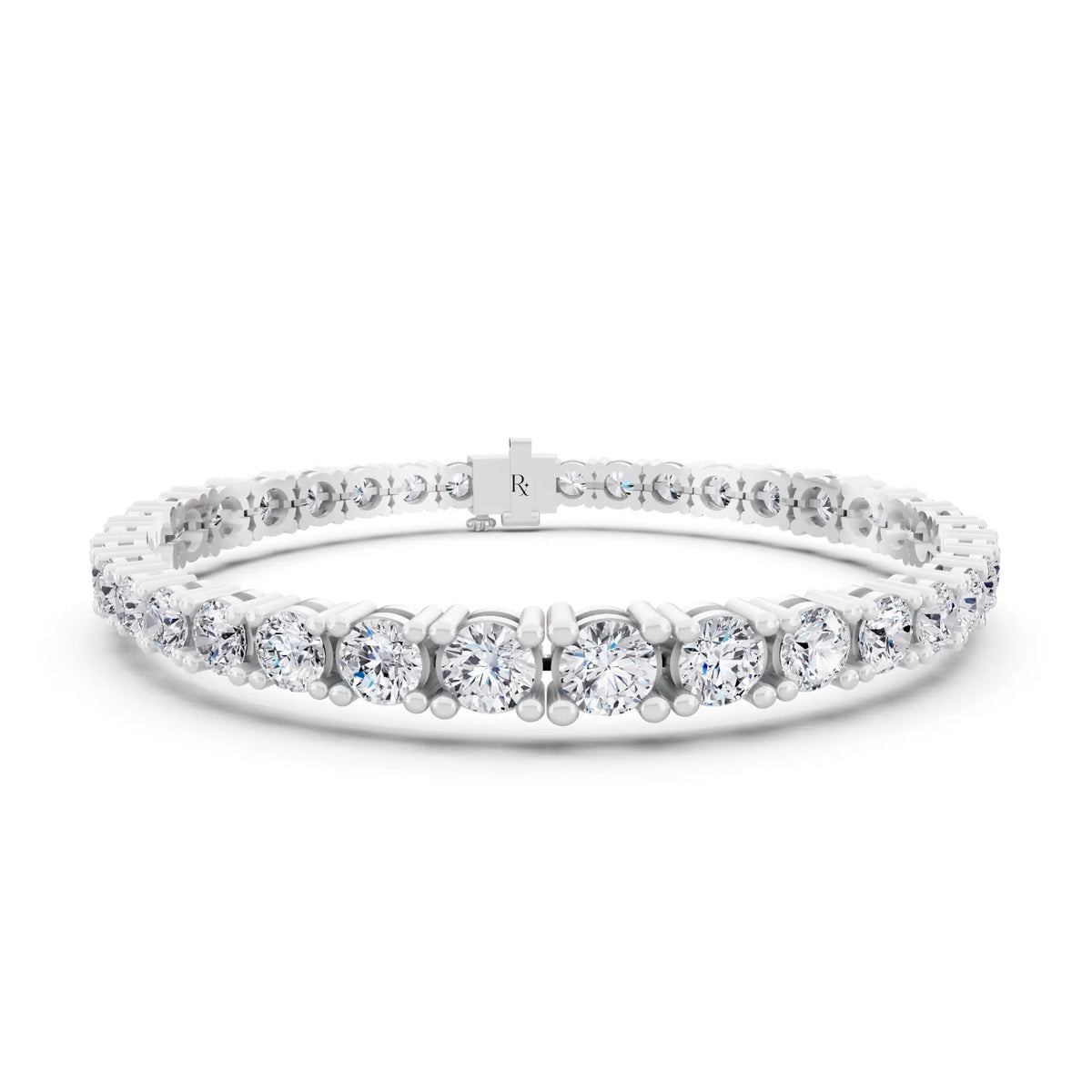 Silver Graduated Round Cut Diamond Tennis Bracelet - Main