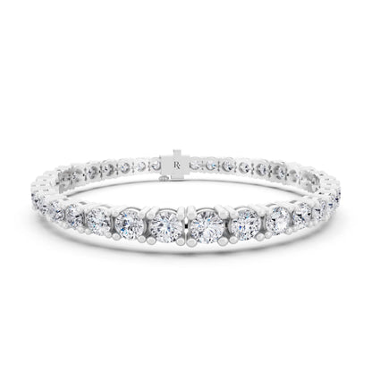 Silver Graduated Round Cut Diamond Tennis Bracelet - Main