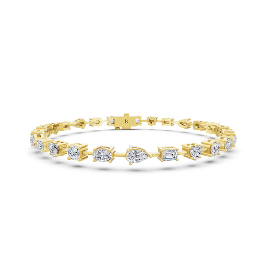 14K Yellow Gold Multi Shape Diamond Tennis Bracelet - Main